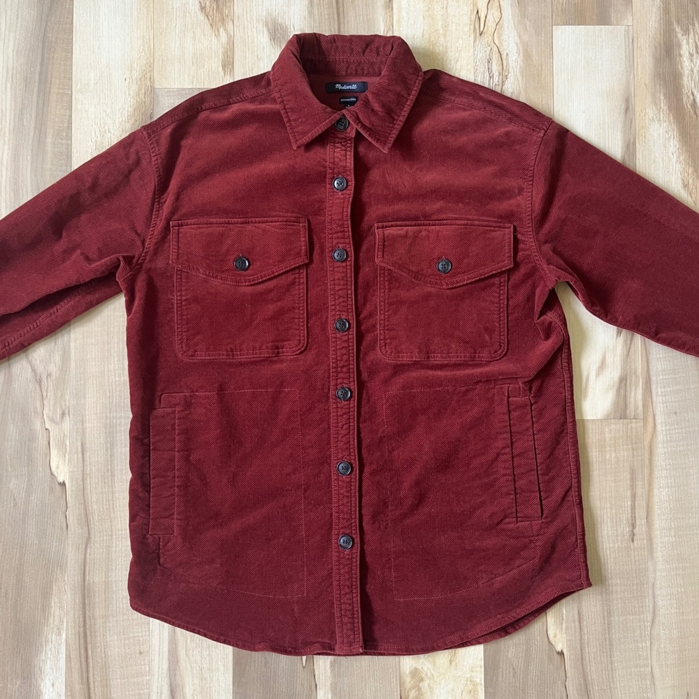 Madewell Shirt Jacket Women's Small Corduroy Rust Brown Relaxed Neutral Rugged